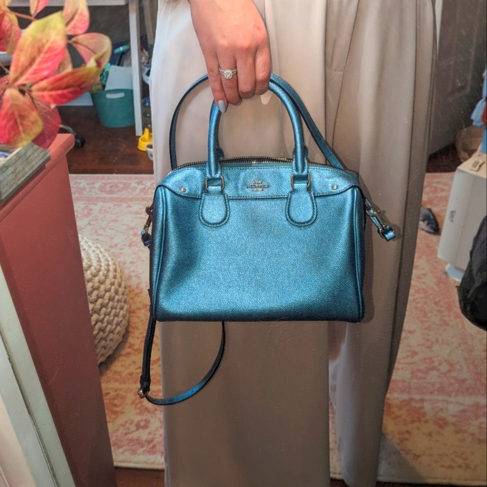 Coach Mini Bennett Satchel Metallic Blue